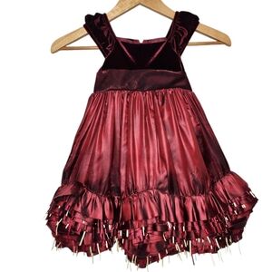 NWT Chantilly Place 24M Burgundy Velvet Holiday Dress & Bloomer Set